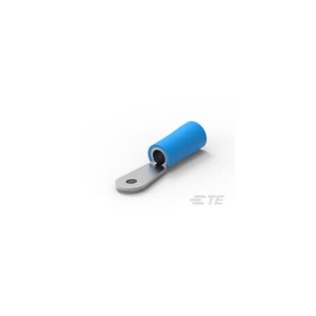 Te Connectivity Ring Terminal, 1/4 in Stud Size, 6 AWG, 600 V, PVC Insulated, Blue 52042-7